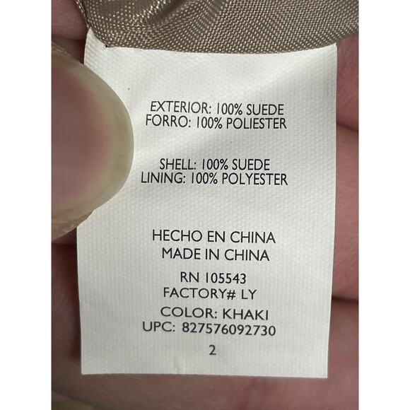 Daisy Fuentes Skirt Womens 2 Khaki Suede A-Line Flare Midi Side Zip Lined Gored - Picture 7 of 8